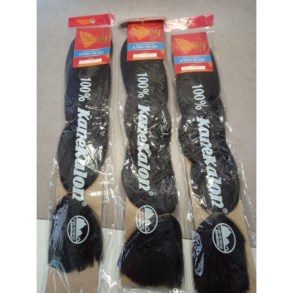 Sassy Jumbo Braid 100% Kanekalon Hair Extension  Color No. 2.   Ec9365.  3 Packs